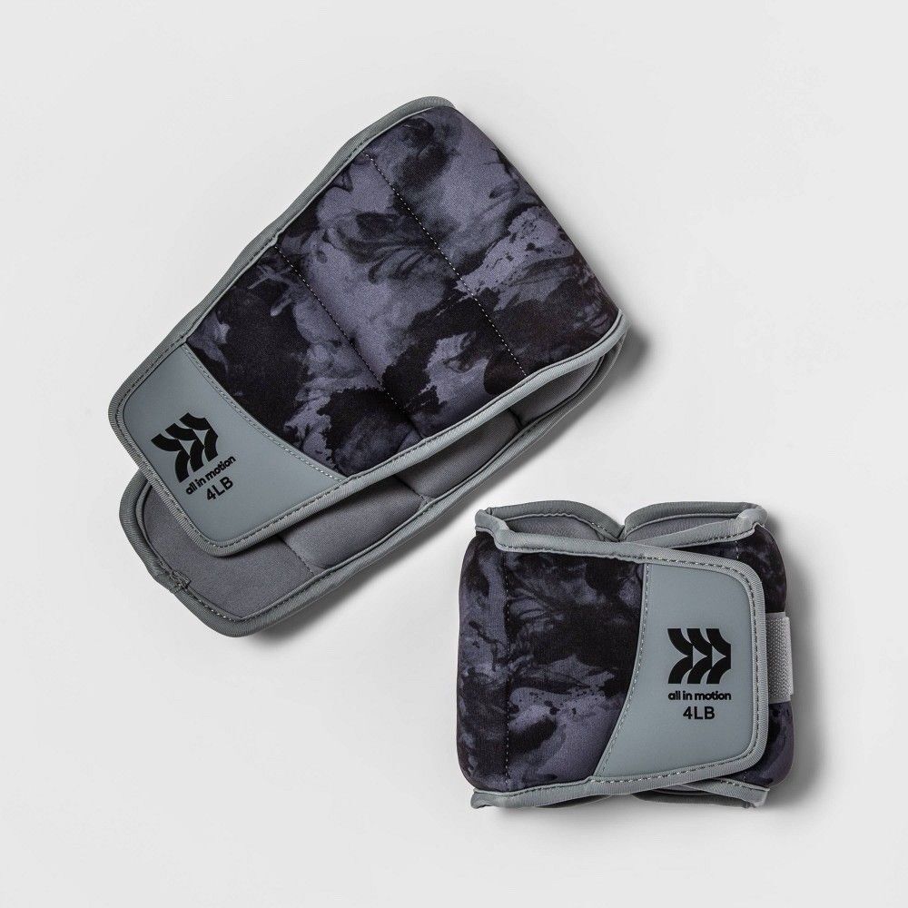 All in Motion 4lb Ankle Weights Pair Adjustable Neoprene Anti-Microbial Fitness